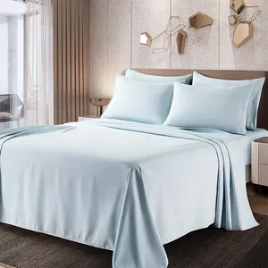 1800 Chủ Đề Đếm Khăn Trải Giường Đặt Bàn Chải Làm Mát Microfiber Mềm Sang Trọng Tấm Ai Cập Túi Sâu 14 Inch