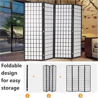 Écran de cloison en bois d'inspiration japonaise autoportant portable de 6 pieds blanc diviseur de pièce à écran Shoji oriental pliant à 4 panneaux