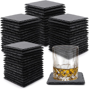 Posavasos de Pizarra Negra Oscura al por Mayor de Fábrica, en Forma Cuadrada, Redonda, de Corazón o Hexagonal, con Bordes Cortados o Rústicos, para Oficina o Café - Product Image 1