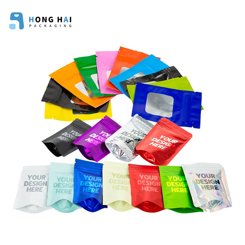 Honghai Own Logo Plastic Food Edible Stand Up Pouch Custom Printed 3.5g With Zipper Mylar Bags