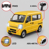 Mini voiture RC RWD Van jouet 2,4 GHz télécommandée, voiture de drift jaune ABS+Métal LED, véhicule à l'échelle 1:10 pour hobby