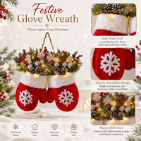 Guirlande de Noël en forme de gant avec LED, pommes de pin, baies et flocons de neige, pour porte ou mur d'entrée, fournisseur OEM