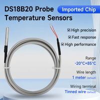 Kabel silikon 3 tiang tahan air DS18B20 Sensor suhu dengan tabung baja tahan karat 304 tipe termistor NTC