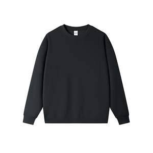 Sweat-shirt Homme Col Rond Oversize – Mélange Coton Épais, Design Minimaliste Noir Uni, Bordure Côtelée – Vente en Gros - Product Image 1