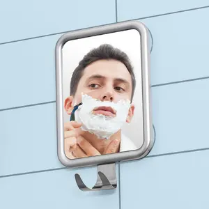 Hot Selling No Drilling Metal Fogless Vacuum Suction Cup Bath Mirrors Shower Mirror With Razor Hooks For Bathroom