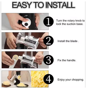 Trituratore di formaggio a manovella in acciaio inox affettatrice per verdure con manico per affettatrice dadi tritacarne grattugia rotante con 3 tamburi - Product Image 5