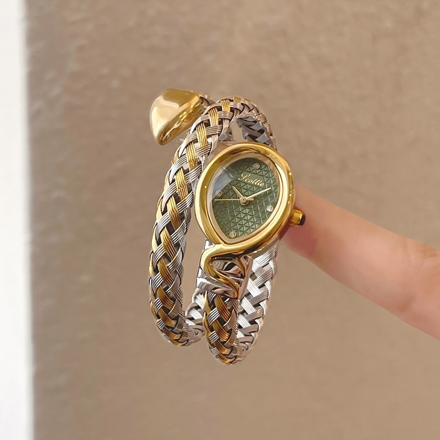 Scottie A9790B High-End Business Fashion Braided Snake Shape Stainless Steel Watch for Lady 3ATM Water Resistant Daily Wedding