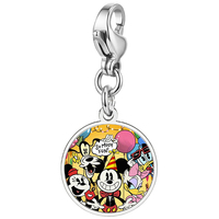 Abalorios de acero inoxidable con diseño de ratón de dibujos animados de orejas grandes, tipo pulsera italiana, con cierre de pinza y colas de langosta, colgante redondo, joyería