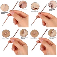 Kit d'extracteur de comédons en acier inoxydable de 4 pièces pour enlever l'acné et les points noirs ensemble d'outils pour le visage et les imperfections de la peau.