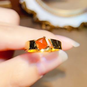 แหวนแต่งงานโกเมน spessartite สีส้ม925เงินสเตอร์ลิงเครื่องประดับเจ้าสาวที่ไม่ซ้ำกันขายส่งสำหรับคู่รัก - Product Image 5