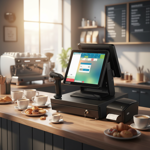 เครื่อง POS หน้าจอสัมผัสขนาด 15.6 นิ้ว สีดำ ระบบขายสินค้าแบบออลอินวัน พร้อมระบบจัดการเงินสด ระบบปฏิบัติการ Windows/Android สำหรับร้านค้าปลีก ร้านเสริมสวย - Product Image 1