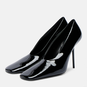 รองเท้าส้นสูงทรงสลิมแบบกำหนดเองสำหรับผู้หญิง รองเท้าหัวเหลี่ยม รองเท้าทำงานแบบเรียบง่าย รองเท้าแต่งงานแบบหนังแก้ว รองเท้าส้นเข็มแบบหนังกลับ - Product Image 4