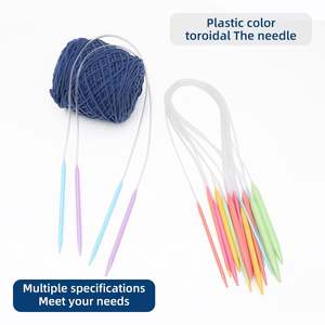 Gancho de ganchillo de plástico, aguja de tejer circular de colores, aguja de hilo de doble punta - Product Image 4