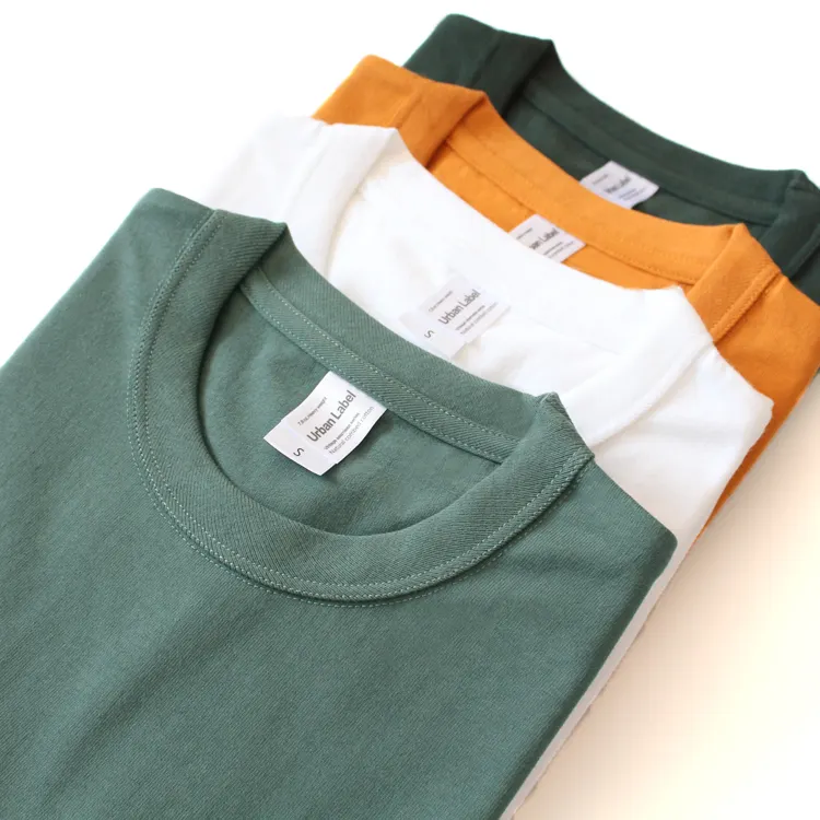 Yls camiseta masculina com manga curta 265gsm, etiqueta e logotipo personalizada, sem costura 100% algodão, casual