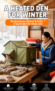 Waterproof Heated Fabric Print Pet <b>House</b> Indoor <b>Outdoor</b> <b>Cat</b> Bed Cottage Enclosed Small Animal Shelter Winter Use Zipper Closure - Product Image 6