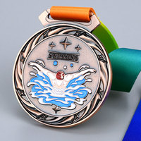 Médaillon de natation personnalisé par sublimation en métal émail 3d 1ère 2ème 3ème médaille de natation