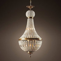Lustre personnalisé français classique rétro de luxe en bronze avec finition perles de cristal LED projet décoratif de style européen