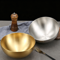 Grand saladier en acier inoxydable brossé, style coréen, pour nouilles froides, ramen, bibimbap, idéal pour la cuisine domestique