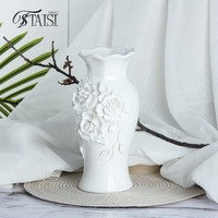 V252 Ensemble de vases à fleurs en céramique artisanale de simplicité moderne vase de pièce maîtresse de mariage avec fleur artificielle