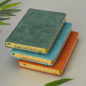 Elegant A5 Hardcover Bamboo Debossed Journal Thick Paper PU Leather with Gold Edge and Double Ribbon Gift - Product Image 2