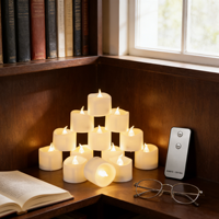 LED-Säulenkerzen mit Fernbedienung, Batteriebetrieben, Kunststoff mit Simuliertem Wachsfinish, 24-teilig, für Halloween, Weihnachten, Neujahr, Ostern, Zuhause