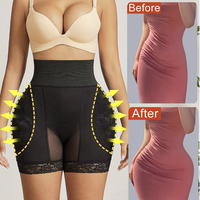 Shorty sculptant rembourré en dentelle et résille, rehausseur de fesses, améliorateur de hanches, gainant ventre plat, avec bande de maintien taille