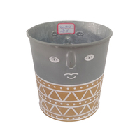Seaux en métal à visage autochtone galvanisé décoration jardinière fer plantes conteneur maison jardin pot de fleur