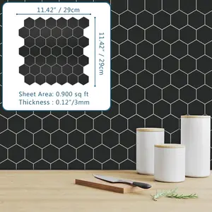 Sunwings Peel And Stick Hexagon Tile | Stock In US | Stone Composite Self Adhesive Mosaic Wall Tile Backsplash