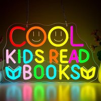 Enseigne néon étanche sur le thème de la lecture, motifs livre et citations, support acrylique pour bibliothèque, salle de classe, espace d'étude pour enfants, décoration intérieure