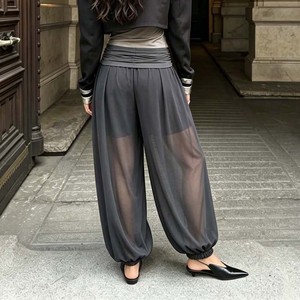 Wholesale Y2K Women Low Rise Sheer Mesh Ruched Balloon <b>Pants</b> Casual Streetwear Harem Trousers Fashion Girls Clothing - Product Image 3