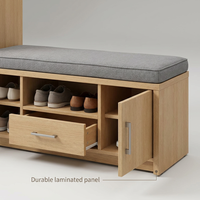 Banc à chaussures moderne et durable en bois pour entrée, avec coussin et rangement, idéal pour appartement