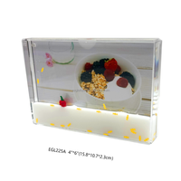 Cadre photo liquide éco-responsable haute transparence avec design flottant 3D Cœur de Saint-Valentin Requin Cerise, cadeau de décoration de Noël pour la maison