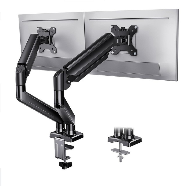 Aluminium Gas Spring Monitor Arm Desk Mount Adjustable Dual LCD Arm Monitor Mount Monitor Stand