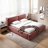 Cama Doble Moderna y Sencilla de Color Rosa para Dormitorio u Hotel, con Estructura de Sofá Cama