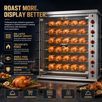 Four à rôtir au gaz commercial pour poulet, 6 broches, machine à griller