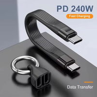 Nouveau câble USB4 ultra-court 240W USB C vers Type C mâle/femelle 8K FPC, charge rapide, transfert de données 40 Gbps, câble blindé tressé avec gaine en PVC 5A