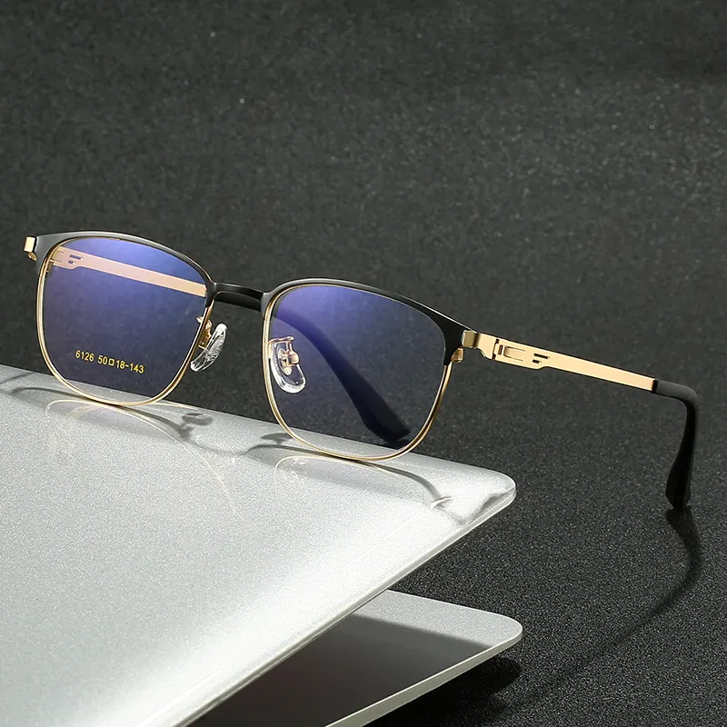 6126 оптические металлические очки FANXUN, лидер продаж, немагнитные титановые Безвинтовые петли для мужчин и женщин, близорукость