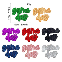 Patch brodé à lettres cursive scintillantes pour le jour du match, badge thermocollant écologique, appliques à police script brillante pour chapeaux DIY en gros
