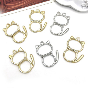 จี้รูปแมว ทอง เงิน มุก พลอยเทียม อุปกรณ์ทำเครื่องประดับ DIY สำหรับสร้อยข้อมือ สร้อยคอ 1 ชิ้น - Product Image 4