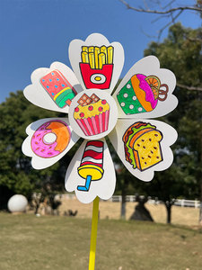Set di mulini a vento in carta da dipingere e assemblare per bambini, a tema mondo animale, kit per attività artigianali all'aperto - Product Image 5