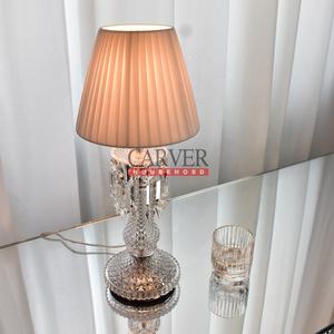 High Quality High Crystal Table Lamp 24Pa <strong>Glass</strong> Body Crystal Light with Fabric <strong>Lampshade</strong> for Bed Rooms - Product Image 4