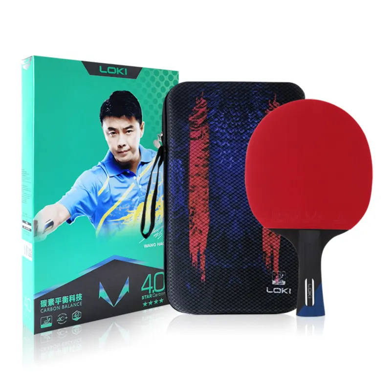 Loki 4 yıldız profesyonel karbon fiber ping pong yarasa masa tenisi raketi ile renk kutusu ve taşıma çantası profesyonel takım