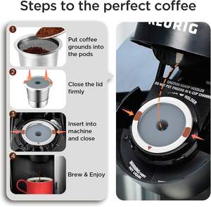 Filtros de taza K de acero inoxidable universales, cafeteras K-cup recargables ecológicas reutilizables-Cerveceros - Product Image 2