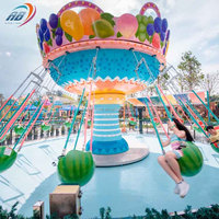 Manège à balançoires en forme de pastèque et chaise volante, équipement de parc d'attractions rotatif pour enfants