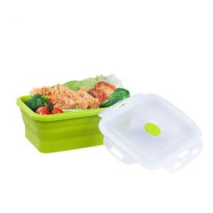 Collapsible Silicone Food <b>Storage</b> Container Reusable Flat Stacks Silicone Folding Lunch <b>Box</b> - Product Image 4