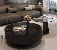 Neuer Couchtisch im chinesischen Stil aus schwarzem Glas, italienische minimalistische Steinplatte, für Wohnzimmer, Heimgebrauch, hochwertiger runder Couchtisch