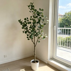Wholesale Artificial Eucalyptus <b>Plant</b> in Speckled White <b>Pot</b> Faux Potted Greenery Leaves for Home Office Shelf Table Decor - Product Image 6