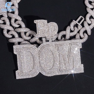 <b>Custom</b> Men's Hip Hop Iced Out Moissanite Letter <b>Name</b> Pendant 925 Silver Rhodium Plated Charms Pendant <b>Necklace</b> Party Wear - Product Image 4