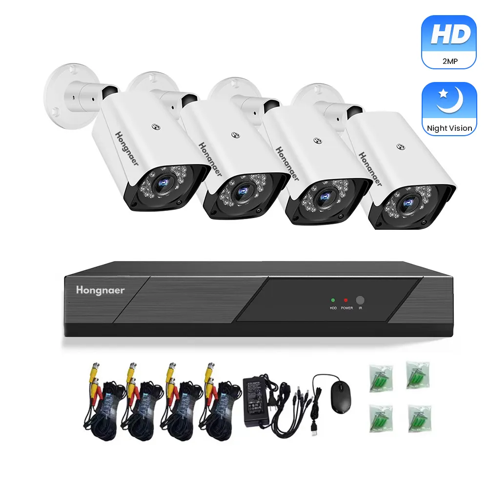 Kawat 4CH 1080P XMEye AHD CCTV kamera DVR Kit 2MP 4 saluran CCTV DVR sistem kamera keamanan