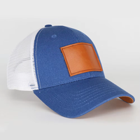 Blauwe Argyle Fruitkleurige Blok Baseball Cap Ademend Mesh Achterkant Trucker Pet met Kunstleren Patch Magische Sticker